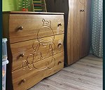 Single wardrobe x 1, Chest of drawers small x 1, Children's bed x 1