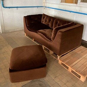 Two-seater sofa x 1, Pouffe x 1