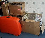 My belongings packed in boxes