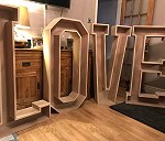 4ft Signs - spelling LOVE MADE FROM MDF