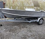 Aluminium boat on trailer