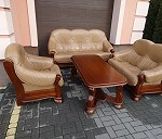 używany komplet skórzany sofa 3 osobowa 2 osobowa 1 fotel i ława