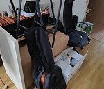 Office chair x 1, Guitar x 2, Parcels x 1, Large box x 1, Small desk x 1