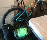 Bike x 1, Back pack + sling bag x 1
