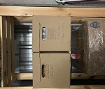 Boxes 21–30, Regal Ikea, sosna, 60 x 30 x 160 cm x 3, Ironing board x 1, Toner do drukarki 15 x 15 x