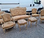 Three-seater sofa x 1, Armchair x 4, Pouffe x 2