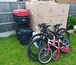 Boxes 31–50, Bicycle x 2, Child's bicycle x 2, Airer x 1, Large bag x 2, Car wheel trim x 4